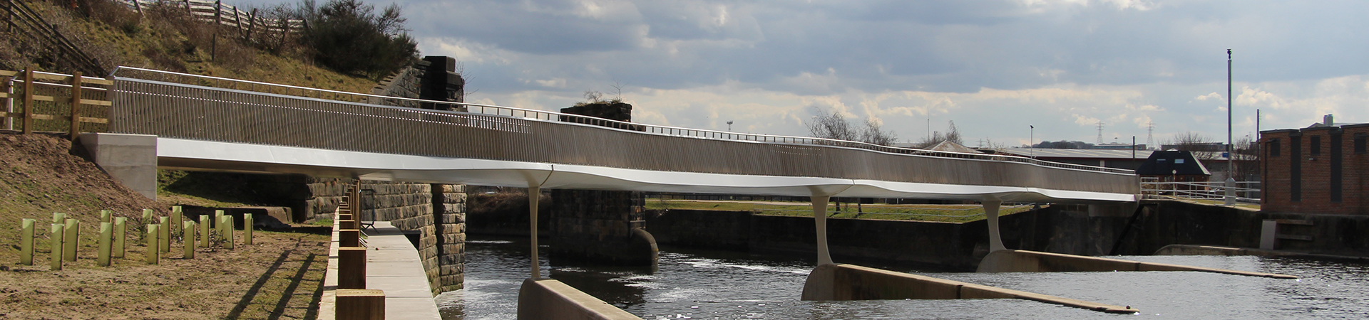 Steel footbridge over water